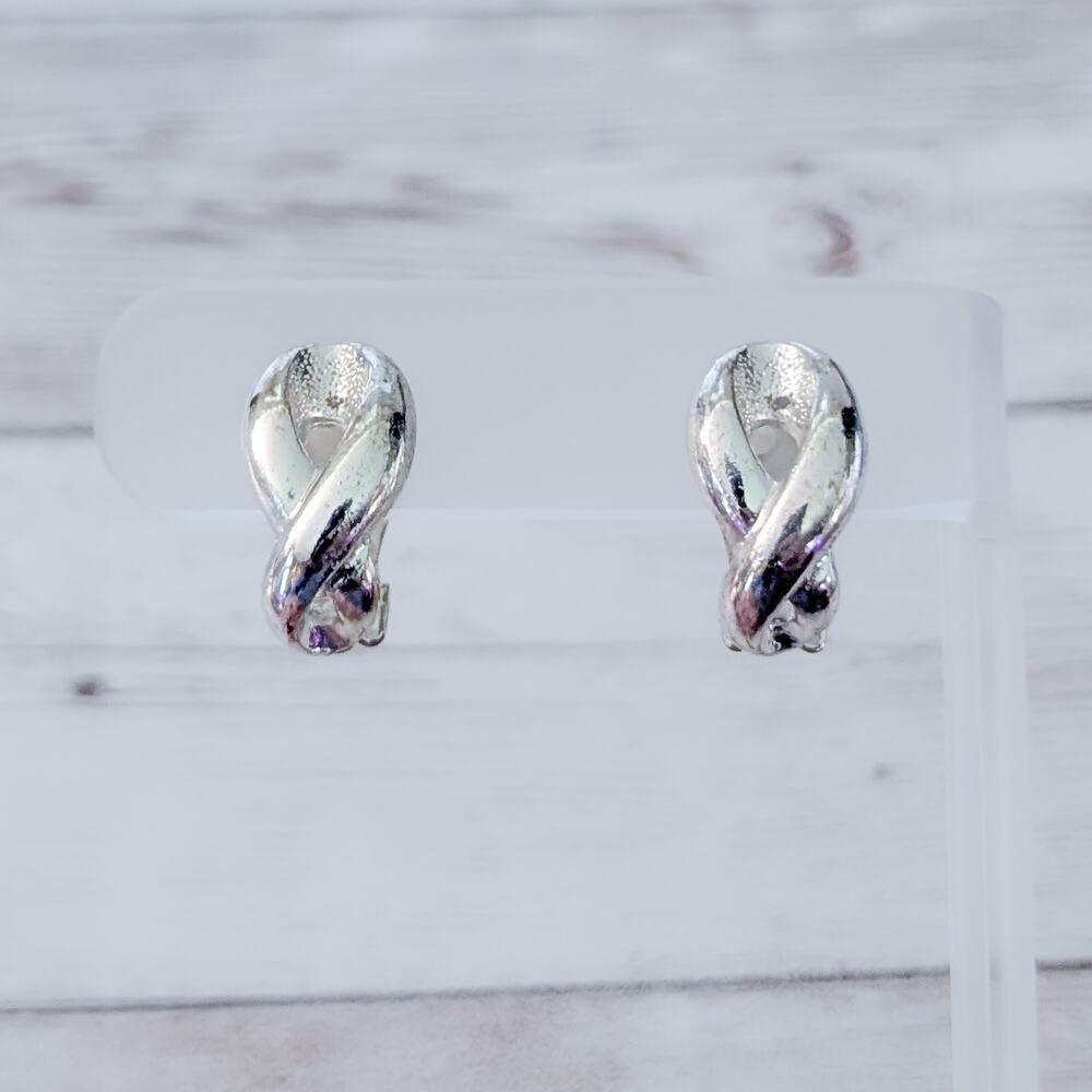 Vintage Clip On Earrings Silver Tone - Fair Condition